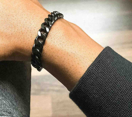 Black curb bracelet stainless steel