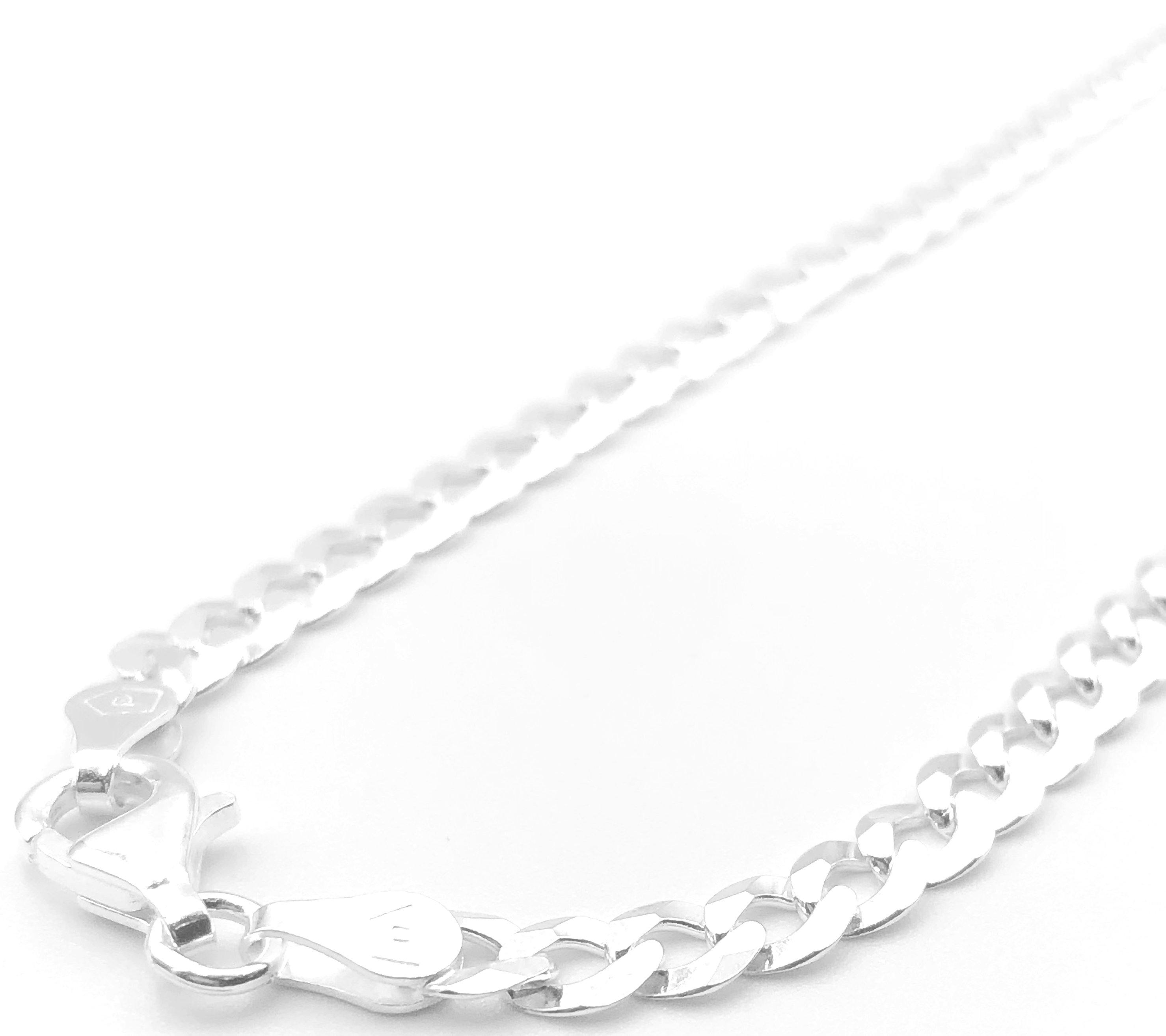 Flat Curb Chain - Sterling Silver - 5mm - Lambence 
