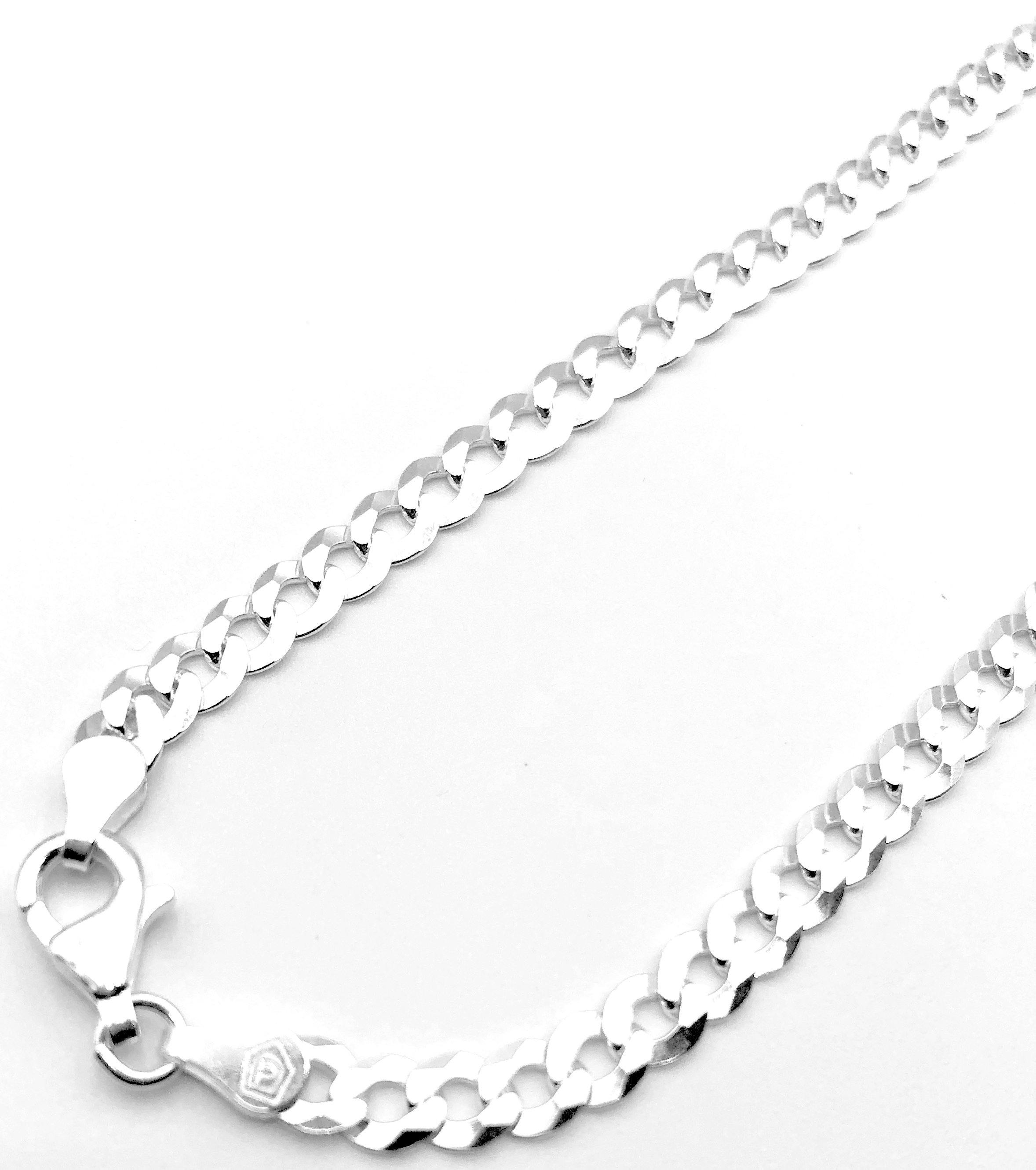 Flat Curb Chain - Sterling Silver - 5mm - Lambence 