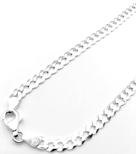 Flat Curb Chain - Sterling Silver - 5mm - Lambence 