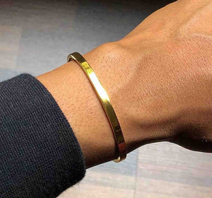 Gold open bangle stainless steel