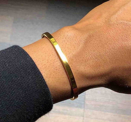 Gold open bangle stainless steel
