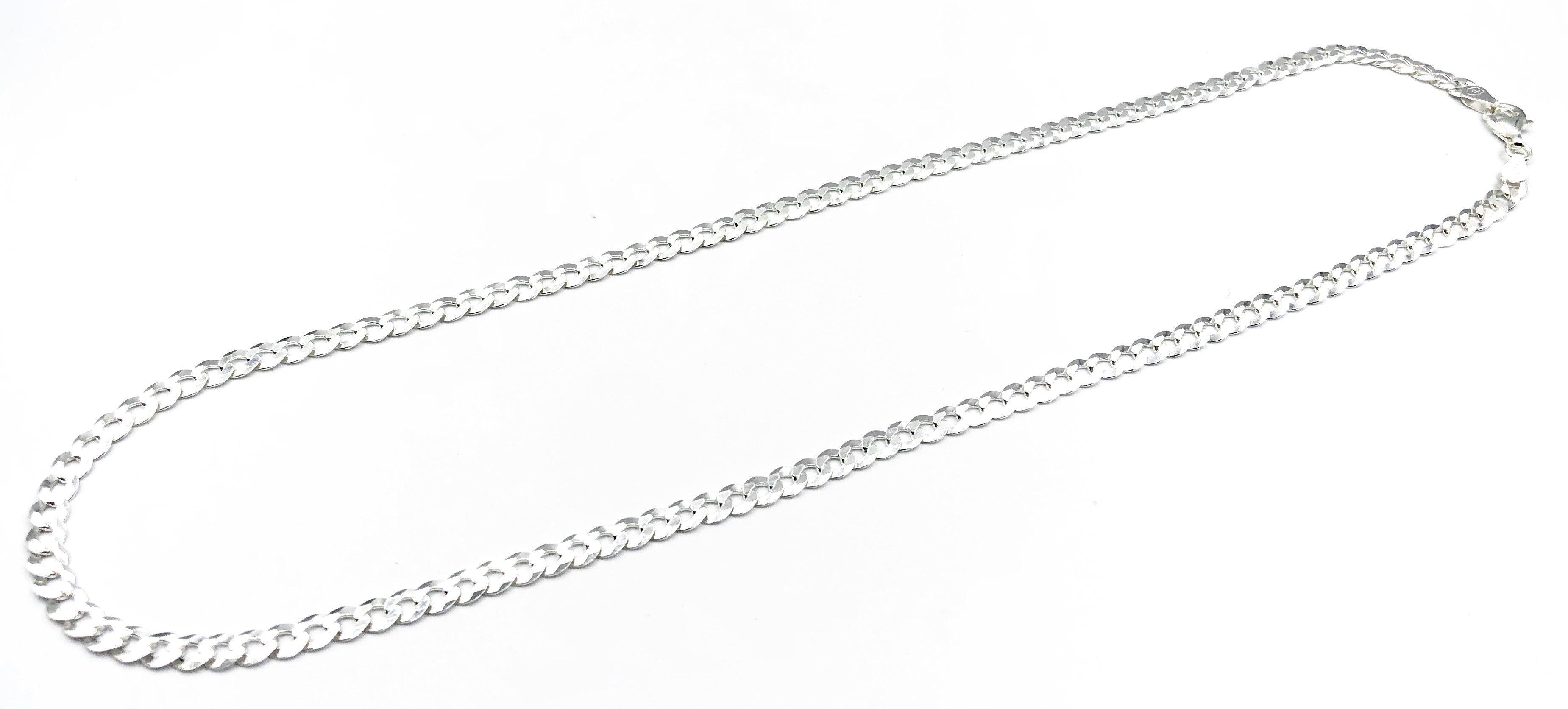 Flat Curb Chain - Sterling Silver - 5mm - Lambence 