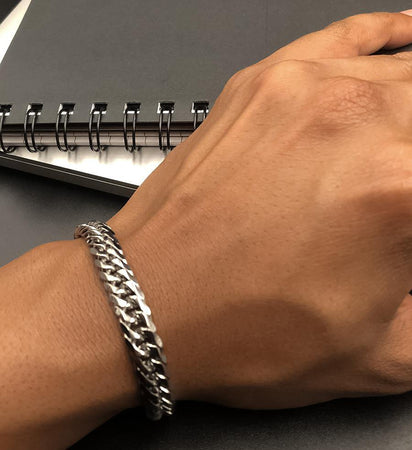 Close Curb Bracelet - Silver -8mm - Lambence 