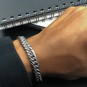 Close Curb Bracelet (Wide) - Silver - 9mm - Lambence 