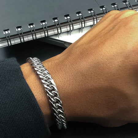 Close Curb Bracelet (Wide) - Silver - 9mm - Lambence 