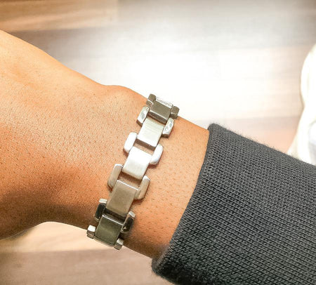 Matte Center Link Bracelet - Steel - 13mm - Lambence 