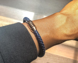 Rose Gold Magnetic Braided Bracelet - Blue - Lambence 