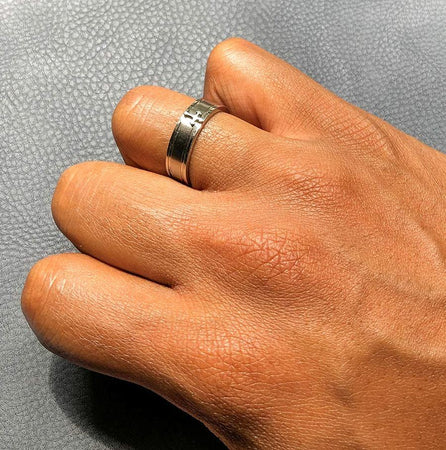 Band Ring with Cross - Steel - Lambence 