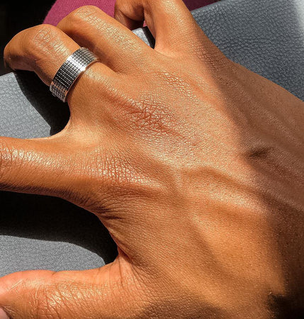 Grid Pattern Ring - Steel - Lambence 