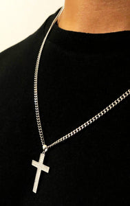 Cross Pendant with CZ - Sterling Silver - Lambence 