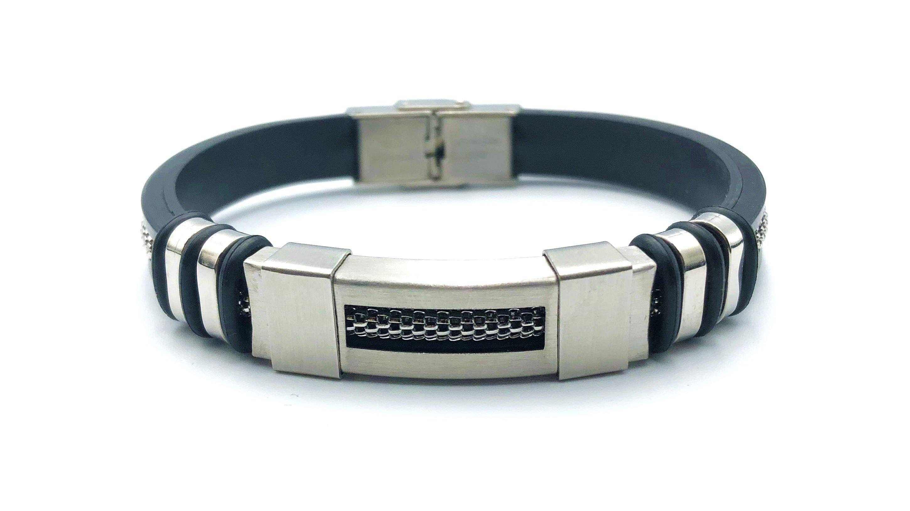 Steel Rubber Mesh Bracelet - Lambence 