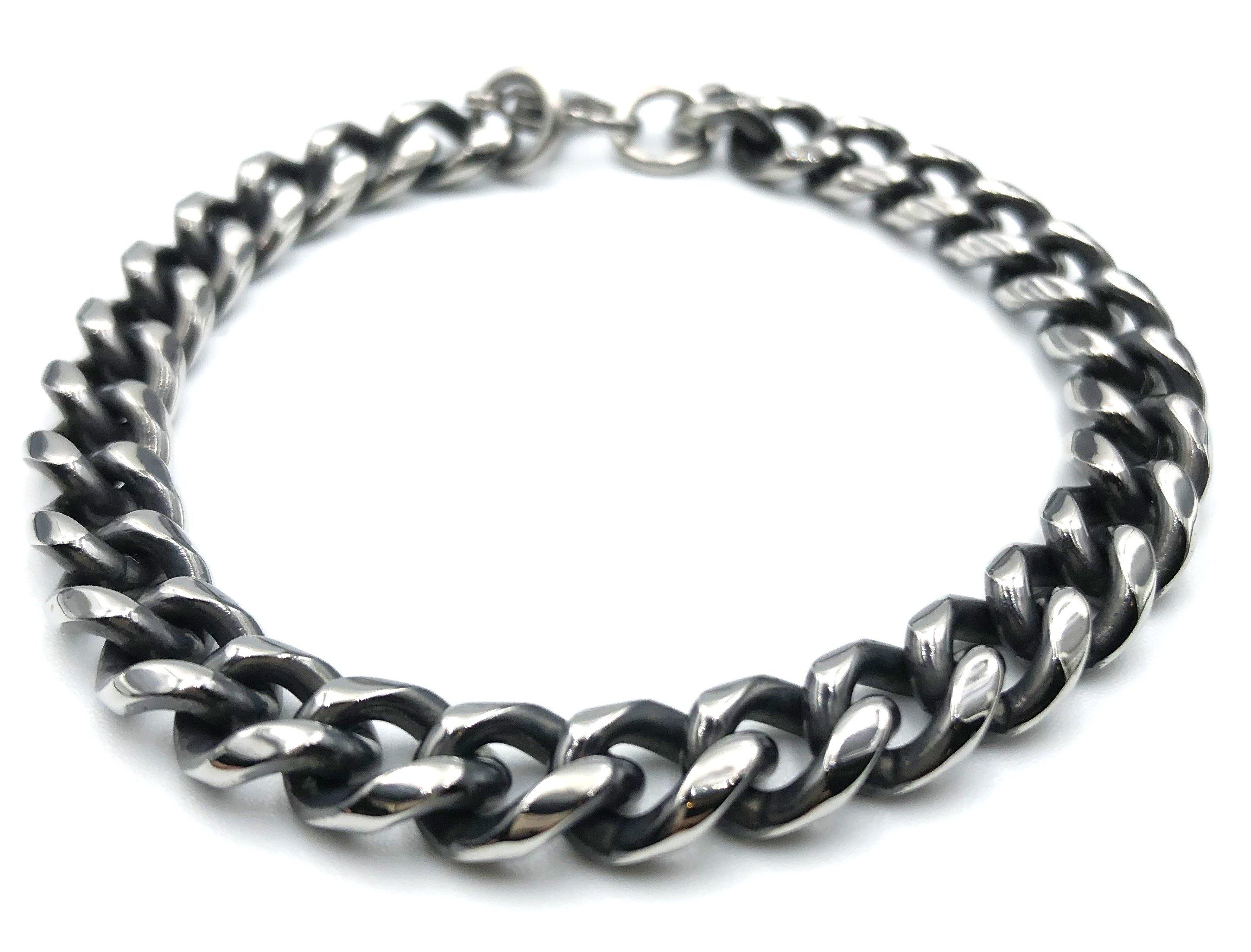 Rounded Curb Bracelet - Silver and Matte - 9mm - Lambence 