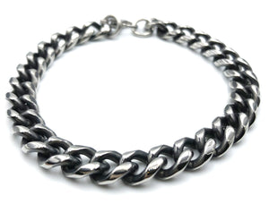 Rounded Curb Bracelet - Silver and Matte - 9mm - Lambence 