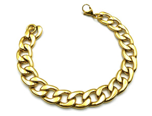 Rounded Curb Bracelet - Gold - 10mm - Lambence 