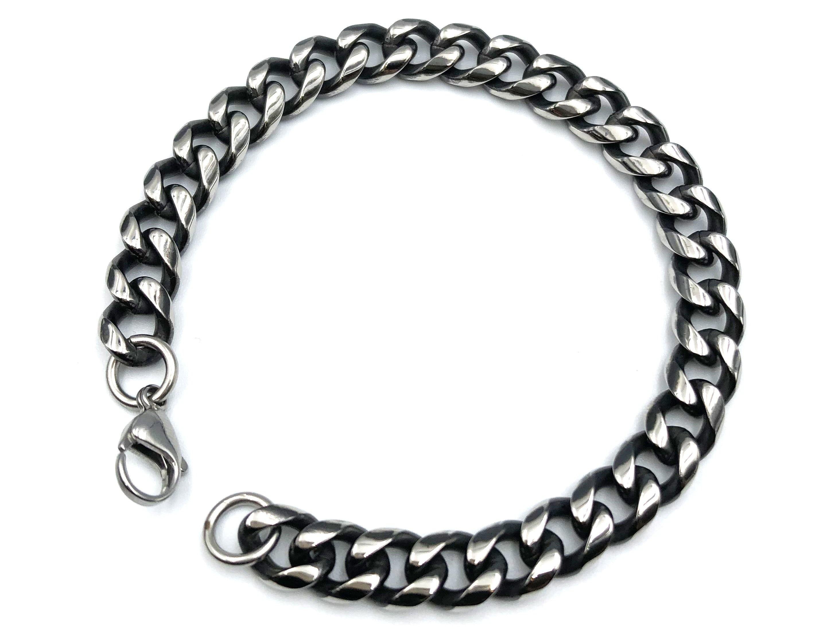 Rounded Curb Bracelet - Silver and Matte - 9mm - Lambence 