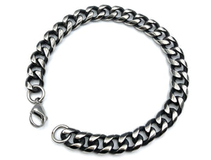 Rounded Curb Bracelet - Silver and Matte - 9mm - Lambence 