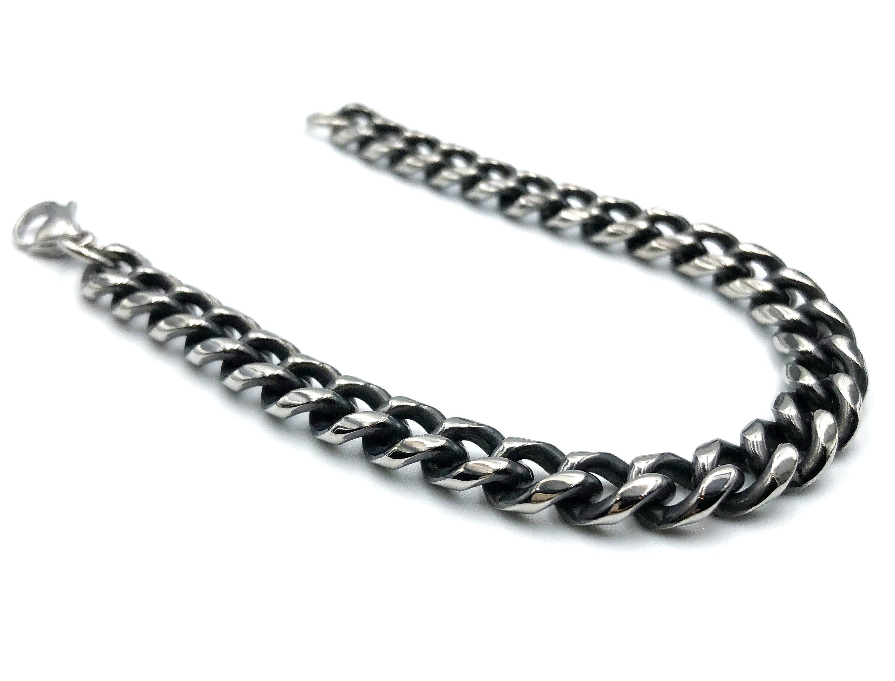 Rounded Curb Bracelet - Silver and Matte - 9mm - Lambence 