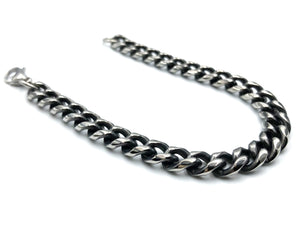Rounded Curb Bracelet - Silver and Matte - 9mm - Lambence 