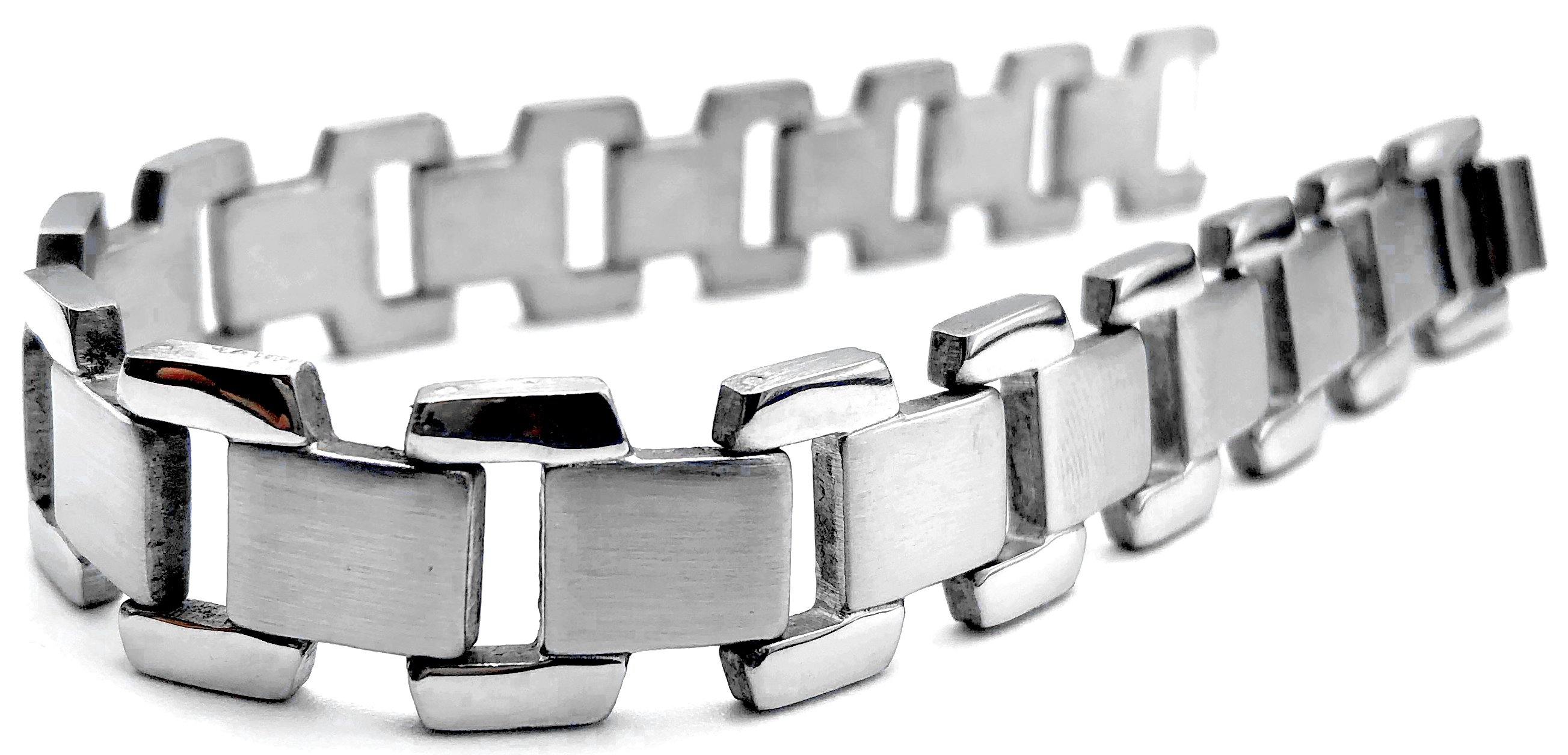 Matte Center Link Bracelet - Steel - 13mm - Lambence 