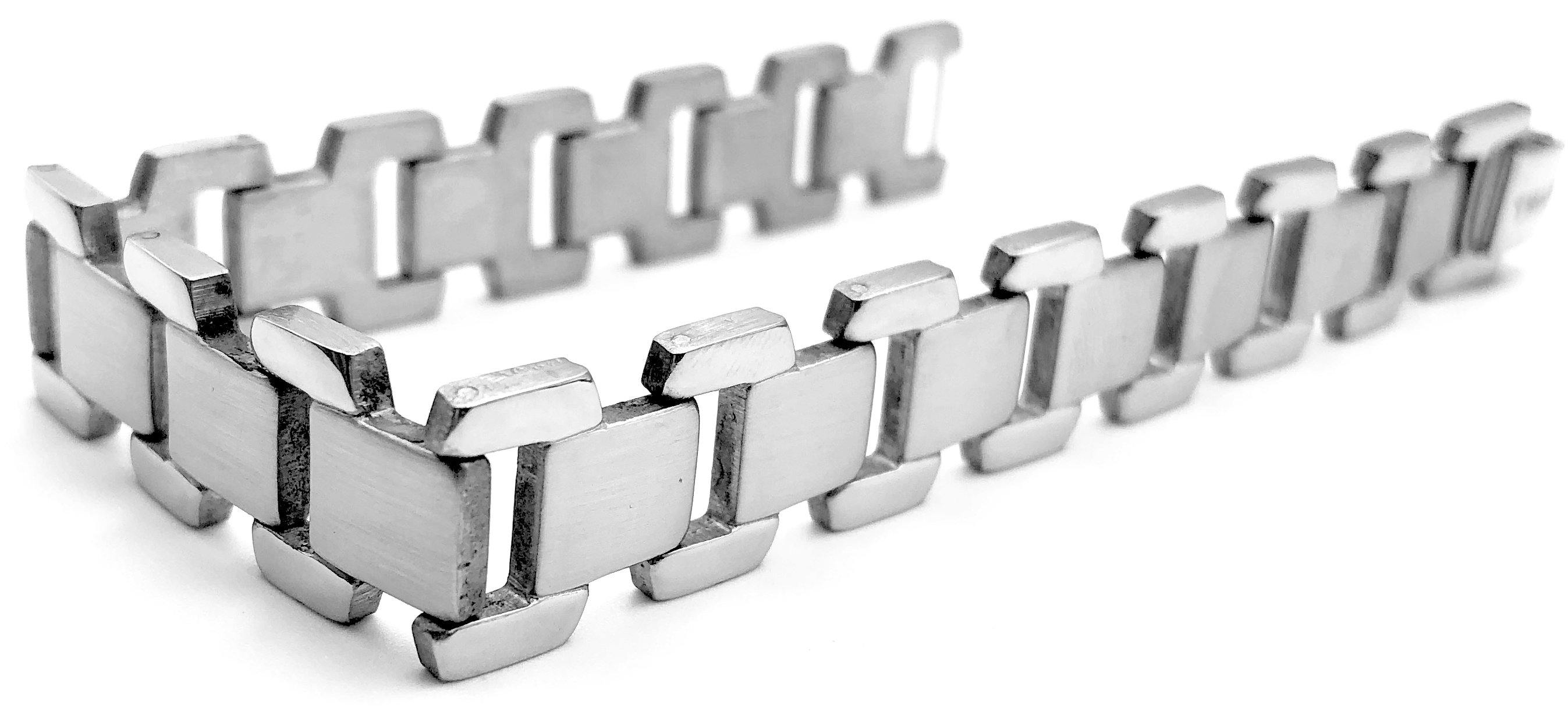 Matte Center Link Bracelet - Steel - 13mm - Lambence 