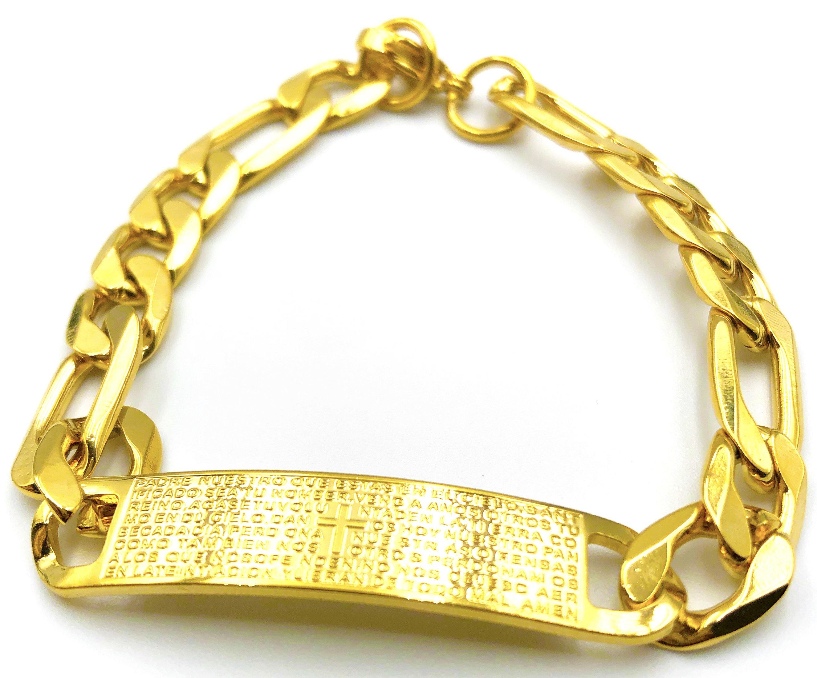 Steel engraved ID bracelet - gold - 9mm - Lambence 