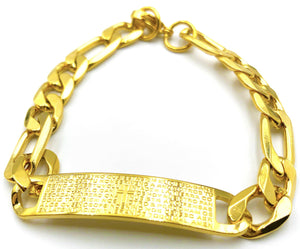Steel engraved ID bracelet - gold - 9mm - Lambence 