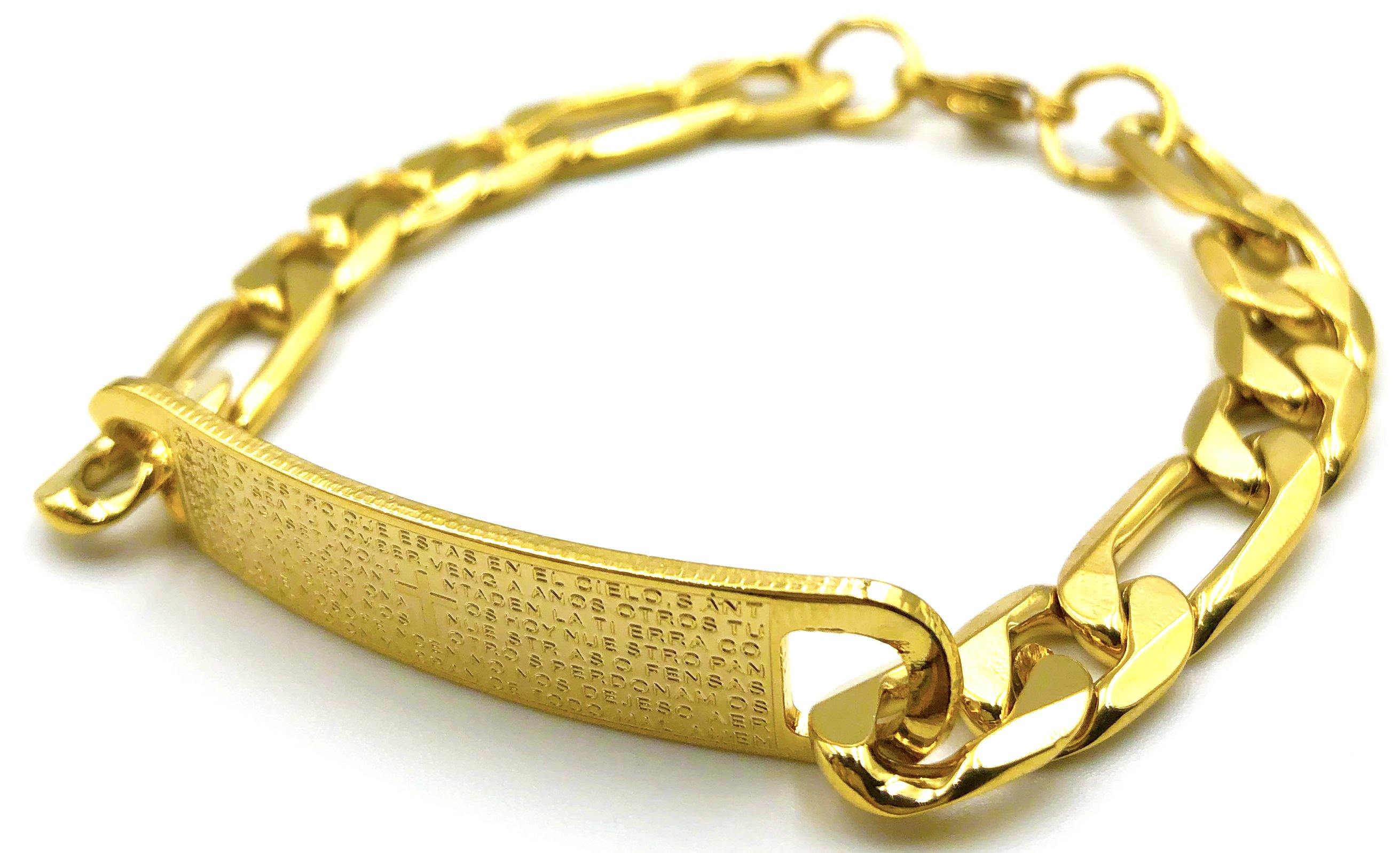 Steel engraved ID bracelet - gold - 9mm - Lambence 
