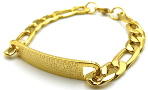 Steel engraved ID bracelet - gold - 9mm - Lambence 