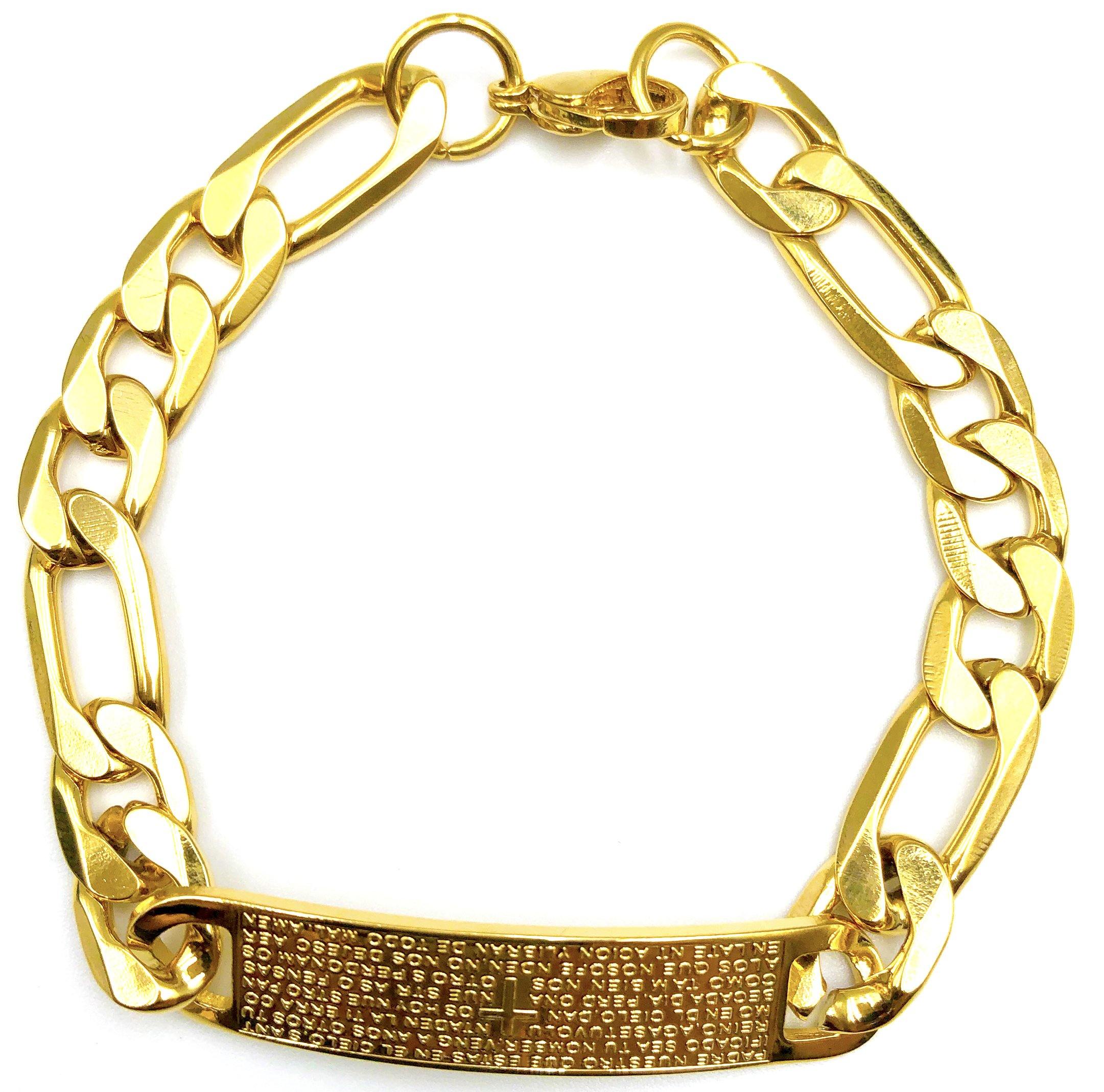 Steel engraved ID bracelet - gold - 9mm - Lambence 