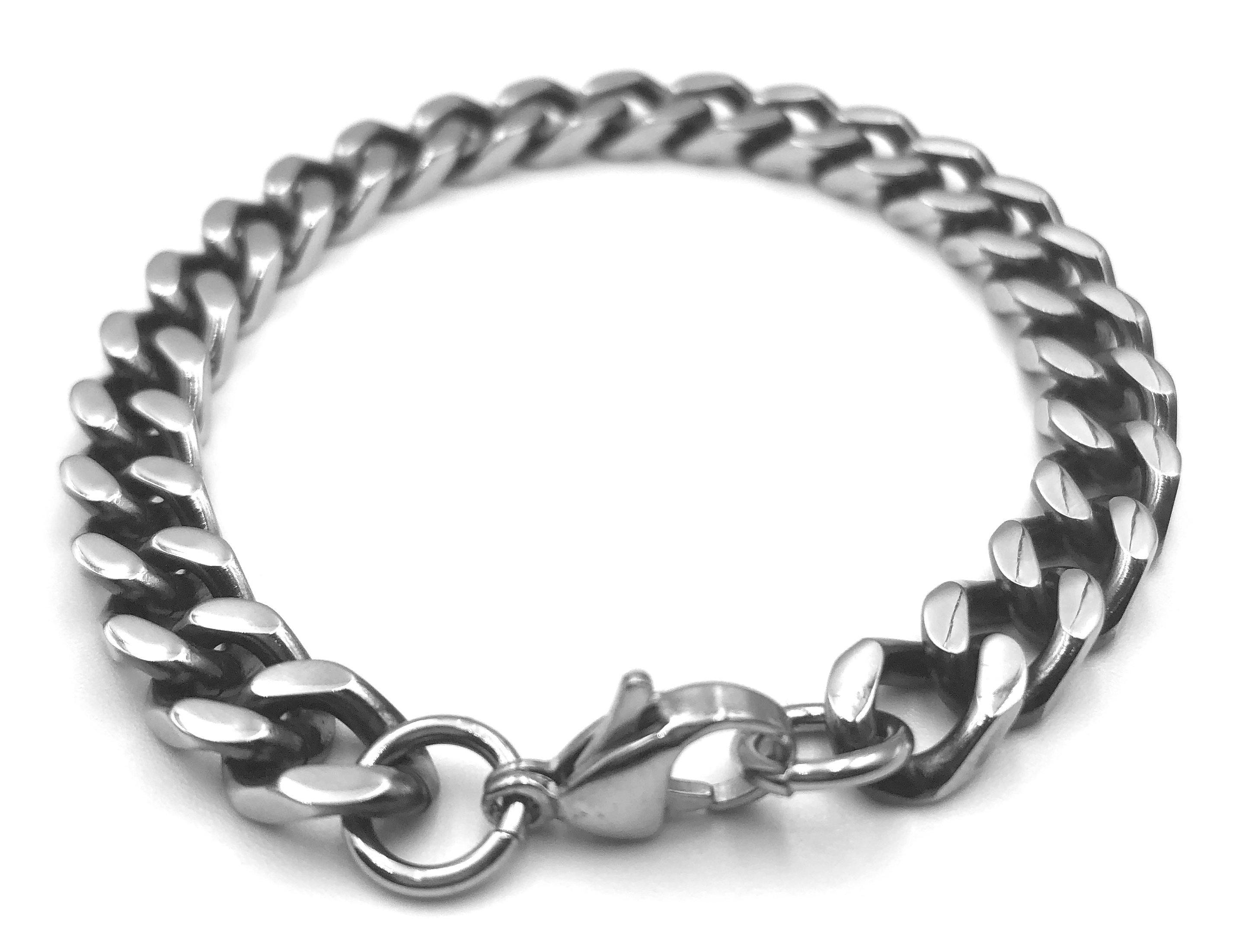 Flat Curb Bracelet - Silver - 8mm - Lambence 