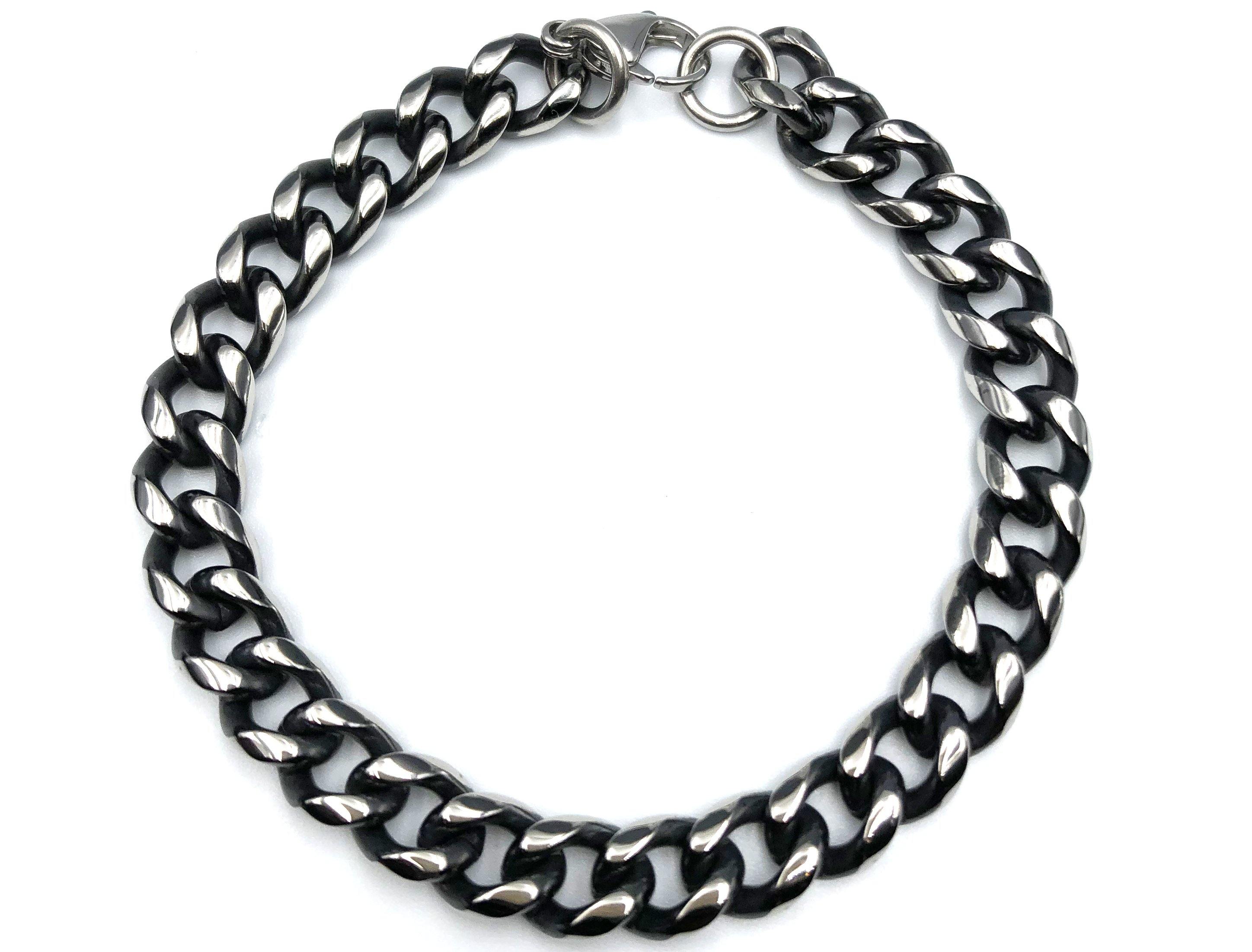 Rounded Curb Bracelet - Silver and Matte - 9mm - Lambence 