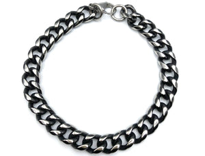 Rounded Curb Bracelet - Silver and Matte - 9mm - Lambence 
