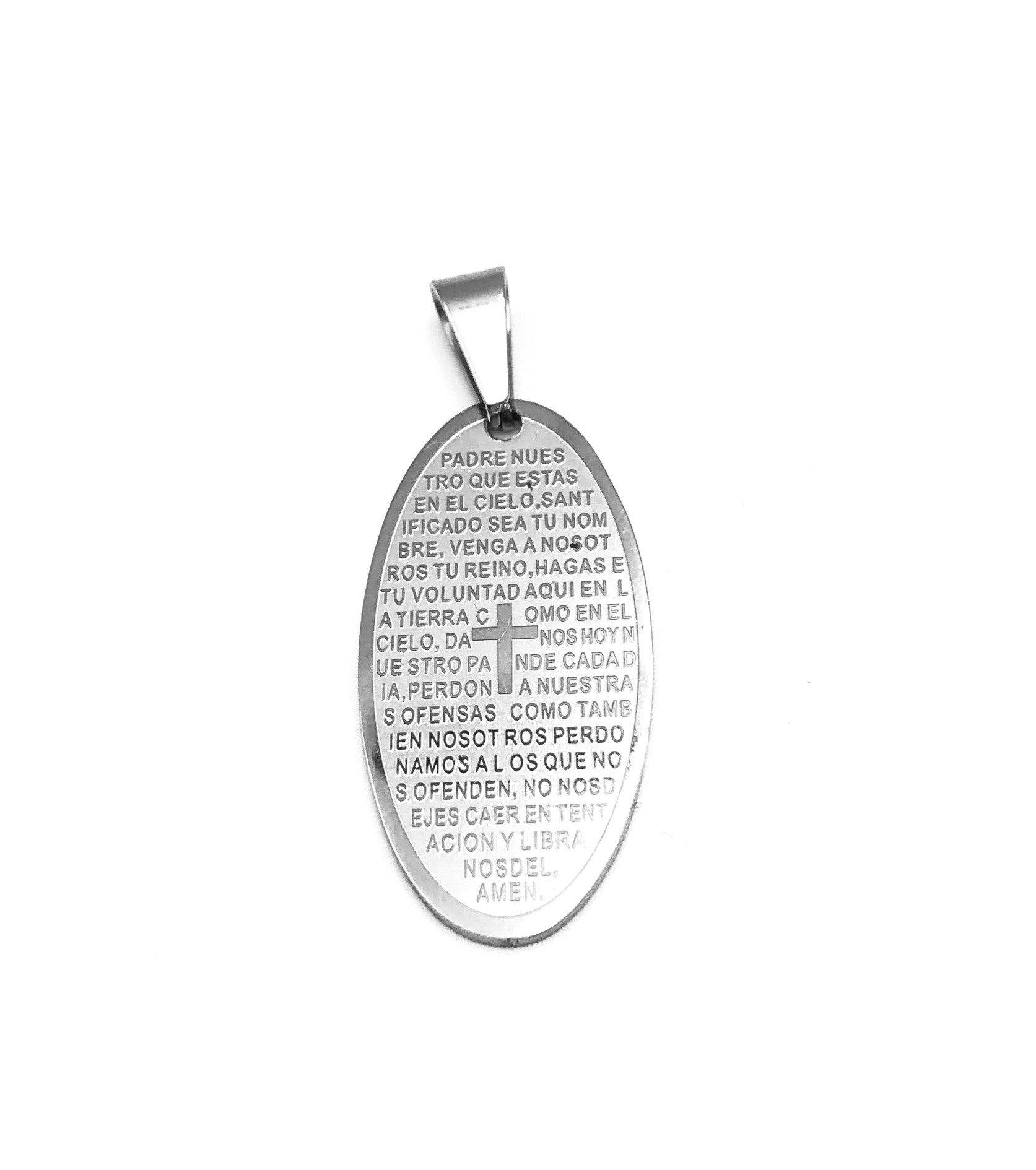 Oval Religious Engraved Pendant - Silver - Lambence 