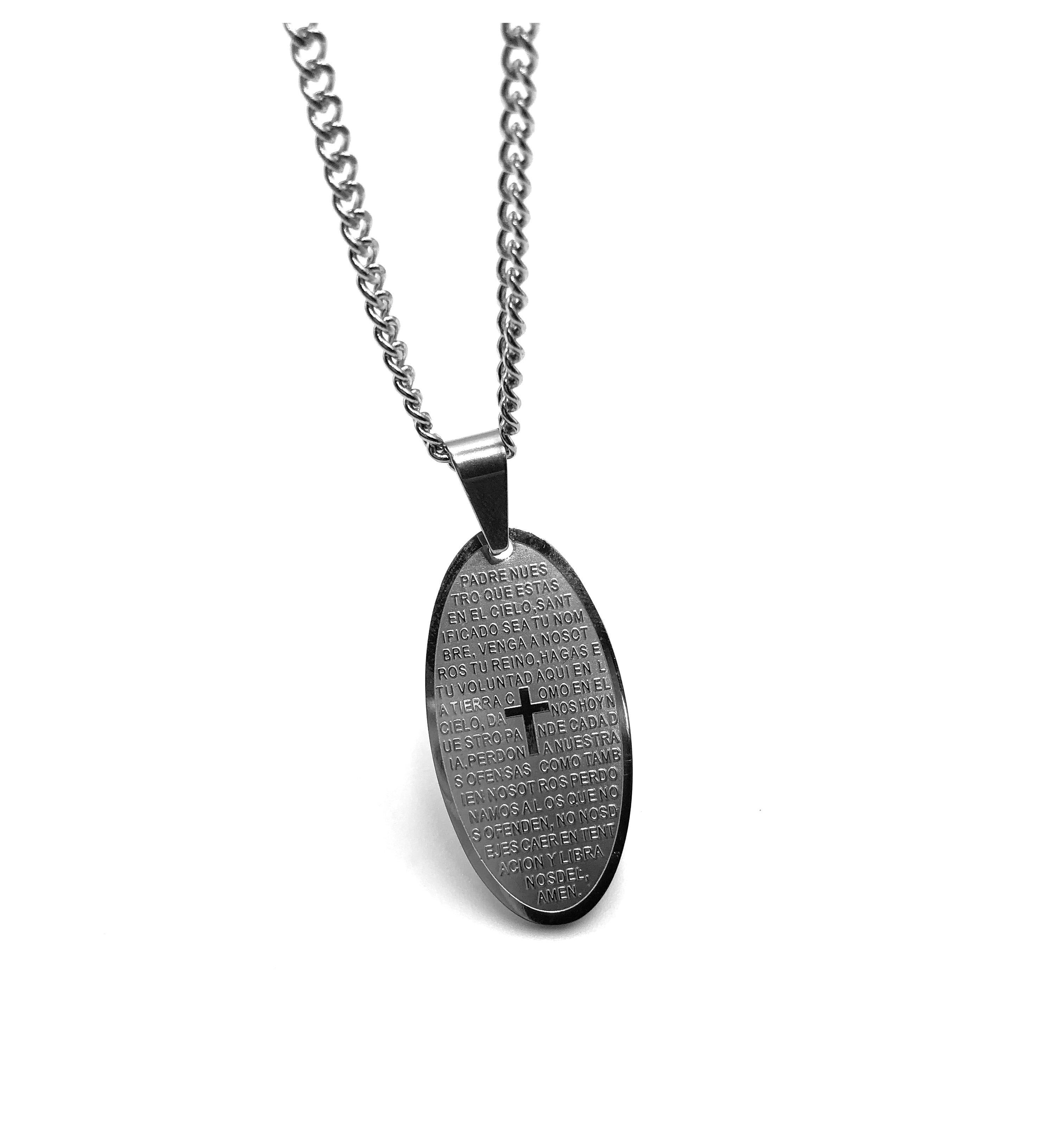 Oval Religious Engraved Pendant - Silver - Lambence 
