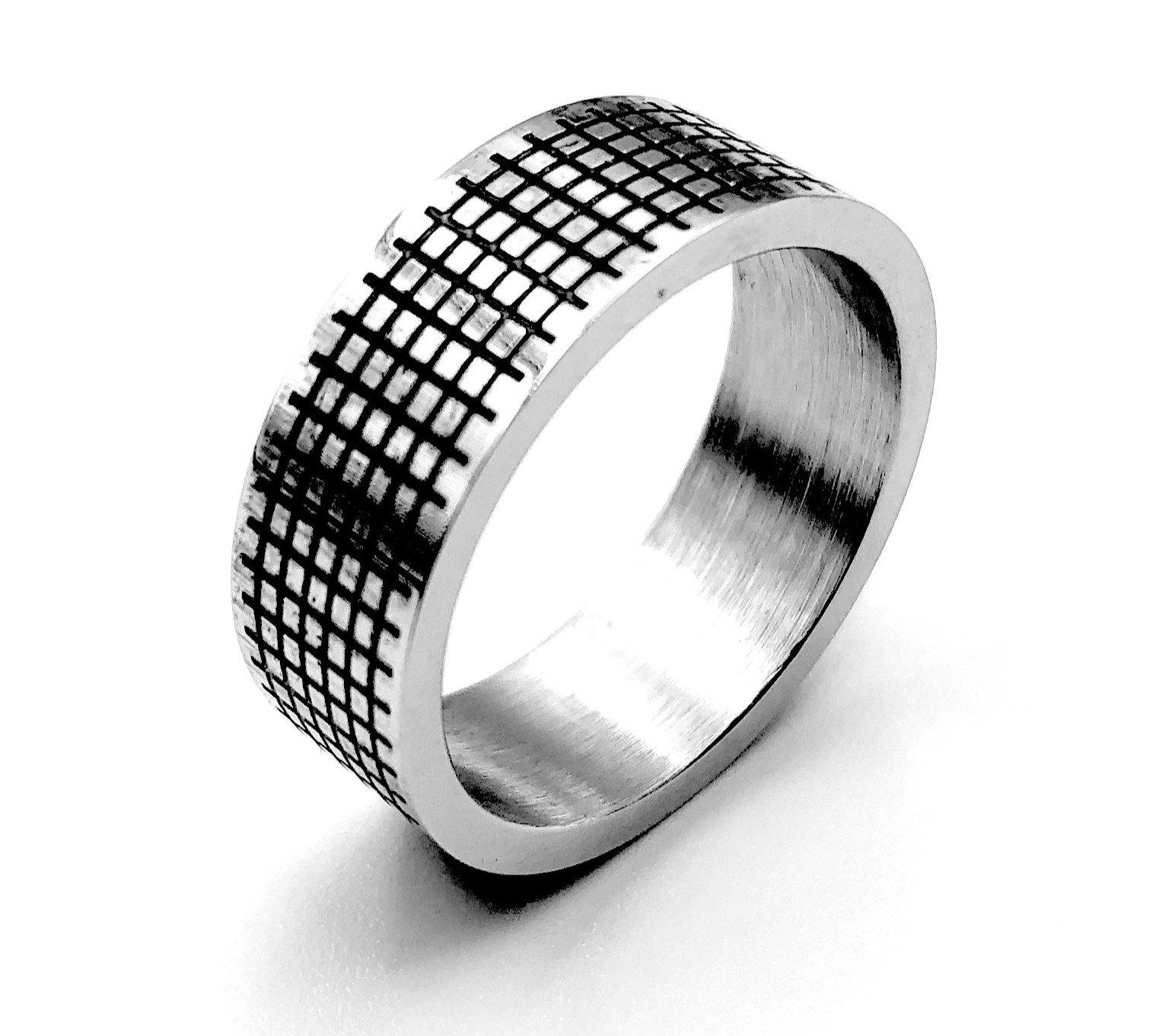 Grid Pattern Ring - Steel - Lambence 