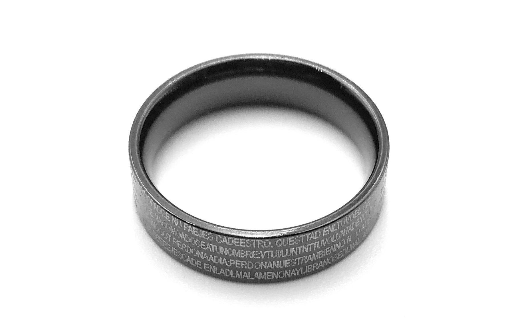 Black Engraved Ring - Steel - Lambence 