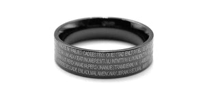 Black Engraved Ring - Steel - Lambence 