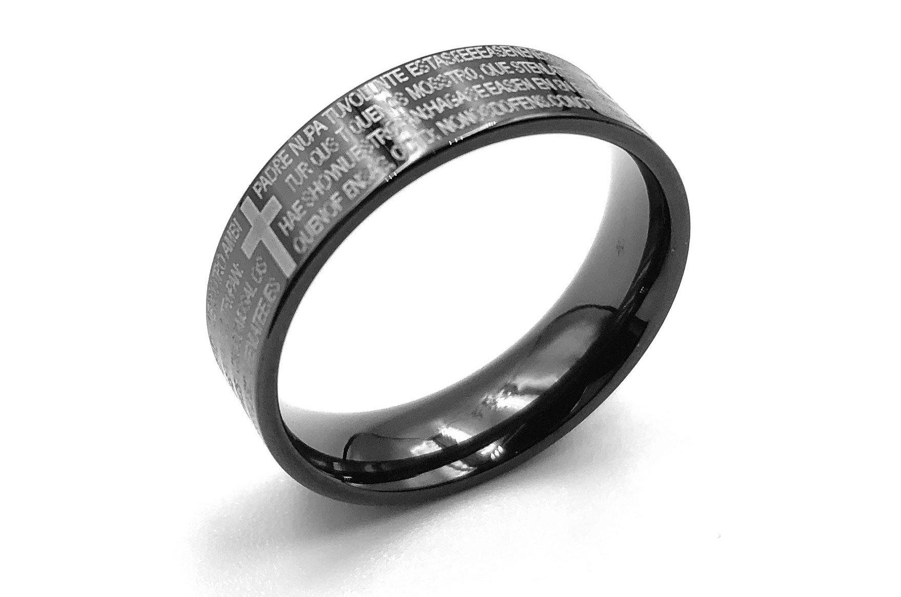Black Engraved Ring - Steel - Lambence 