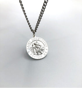 St Christopher Pendant Round - Sterling Silver - Lambence 