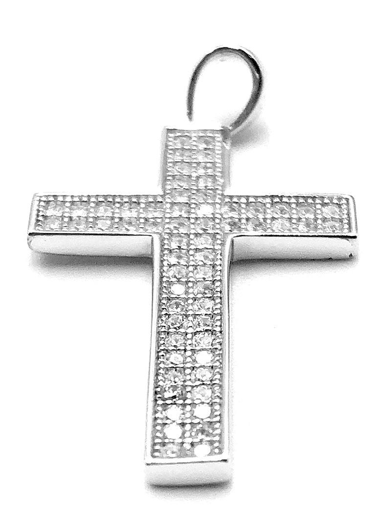 Cross Pendant with CZ - Sterling Silver - Lambence 