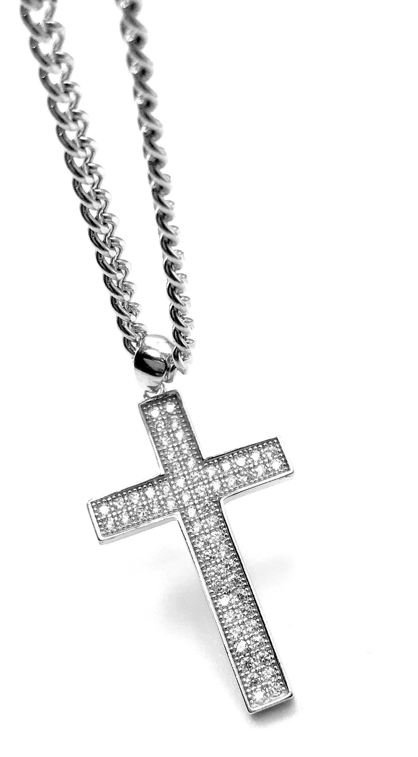 Cross Pendant with CZ - Sterling Silver - Lambence 