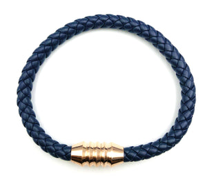 Rose Gold Magnetic Braided Bracelet - Blue - Lambence 