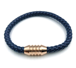 Rose Gold Magnetic Braided Bracelet - Blue - Lambence 