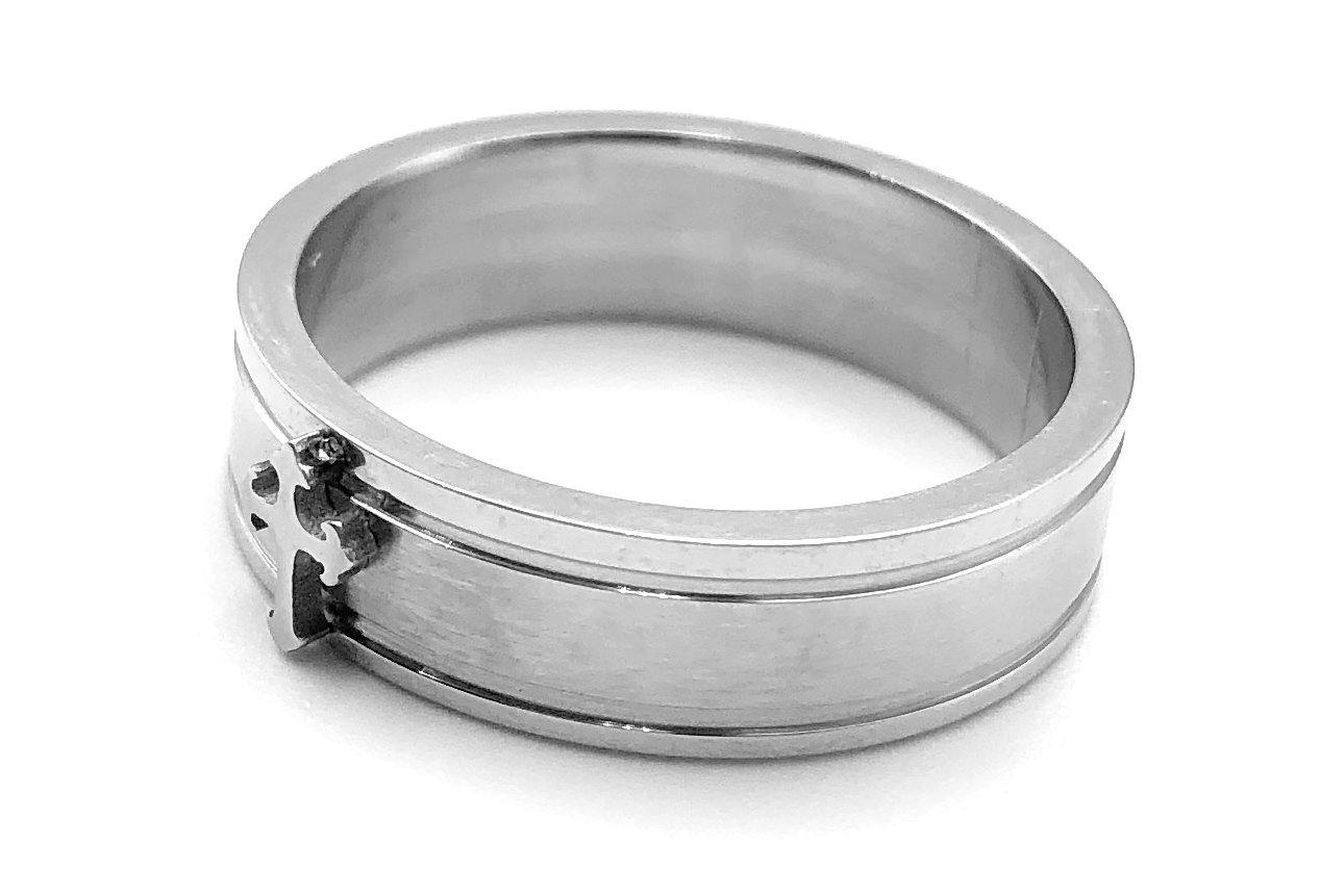 Band Ring with Cross - Steel - Lambence 