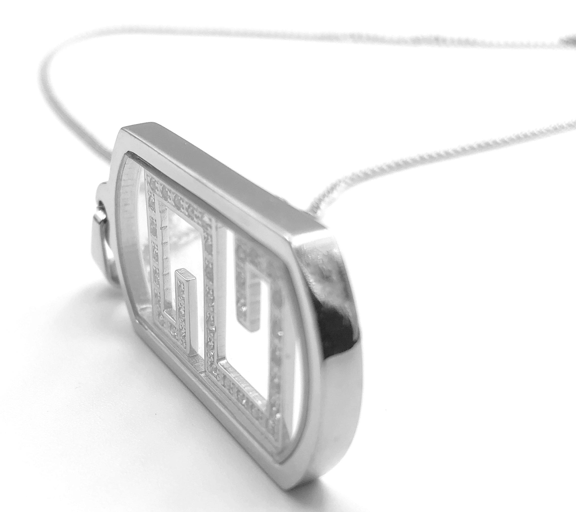 Dog Tag with CZ Pattern - Silver - Lambence 