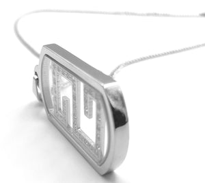 Dog Tag with CZ Pattern - Silver - Lambence 