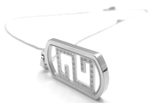 Dog Tag with CZ Pattern - Silver - Lambence 