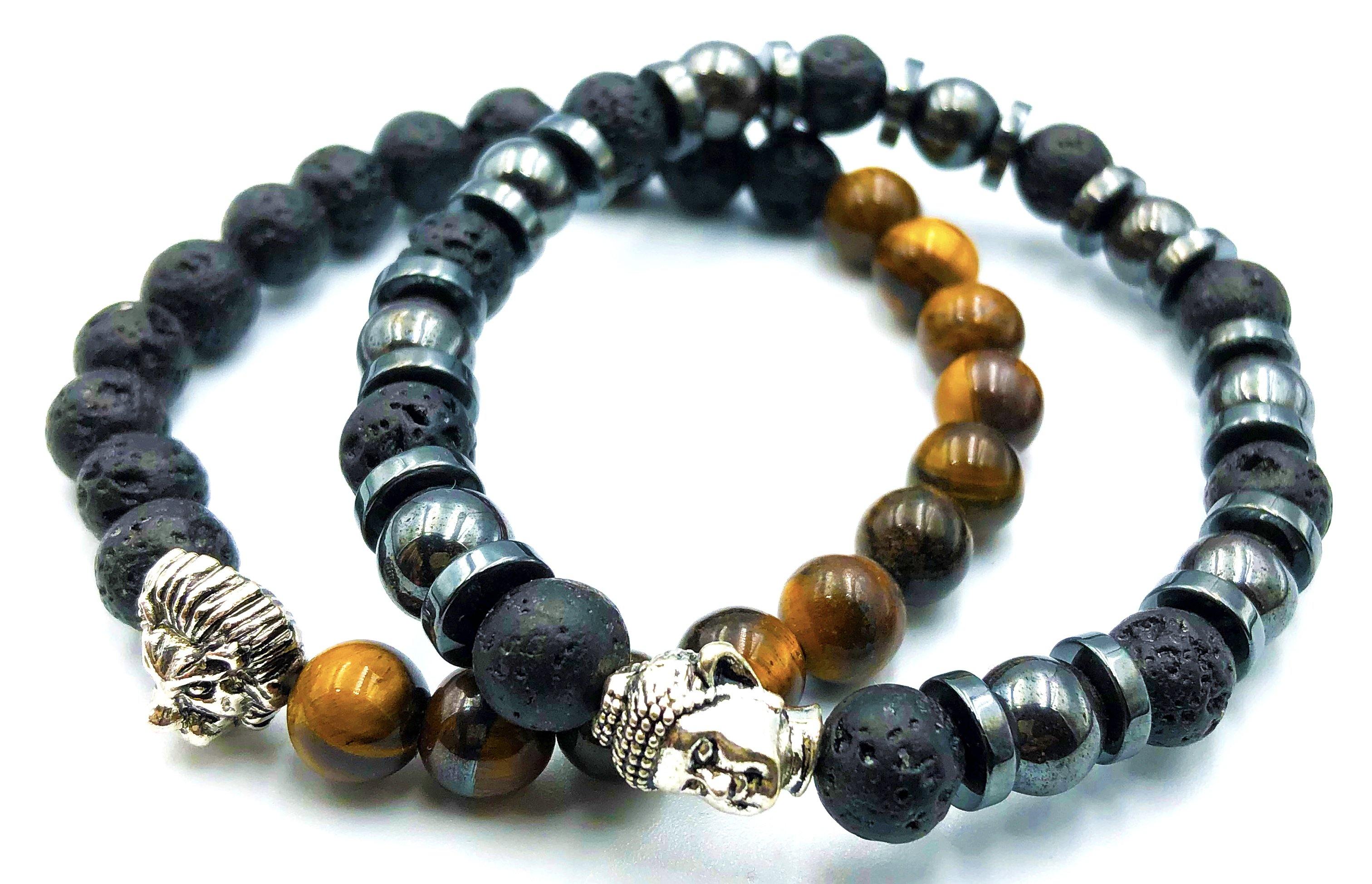 Buddha and Lion Beaded Bracelet - 8mm - Lambence 