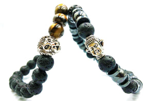 Buddha and Lion Beaded Bracelet - 8mm - Lambence 